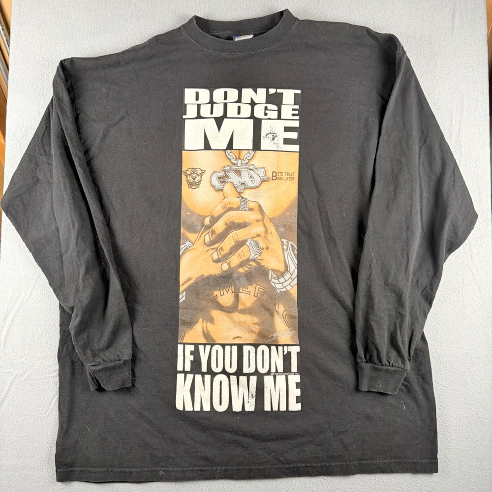 Give Me Face Mens 2XL Black Long Sleeve Don't Judge Me Graphic Shirt Streetwear